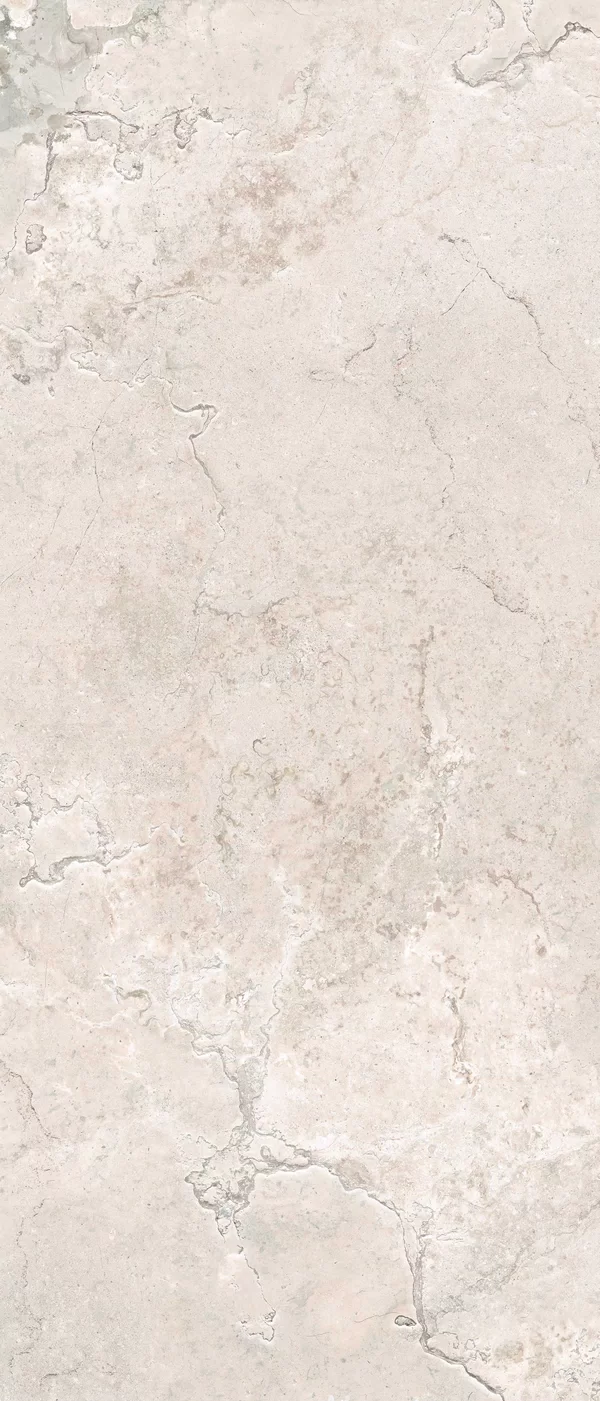 Piastrella Pietra Viva Limoges White di Gardenia&Ariana in bianco, finitura Nat P.tech, 120x280, spessore 6 mm.