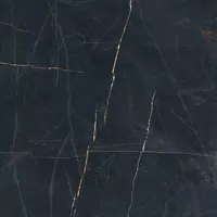 Black La Marmoteca tile, marble effect, 120x120, Lux finish.
