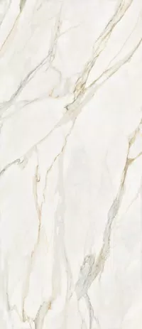 Sensi Signoria Calacatta Michelangelo tile by ABK in white, Lux finish, 120x280, 6 mm thickness.