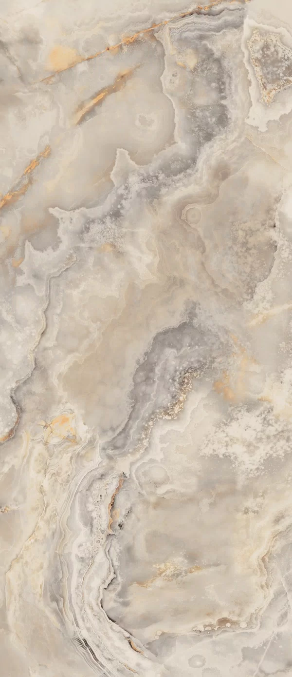 La Marmoteca Cosmic Ivory tile by Gardenia&Ariana in beige, Lux finish, 120x280, 6 mm thickness.
