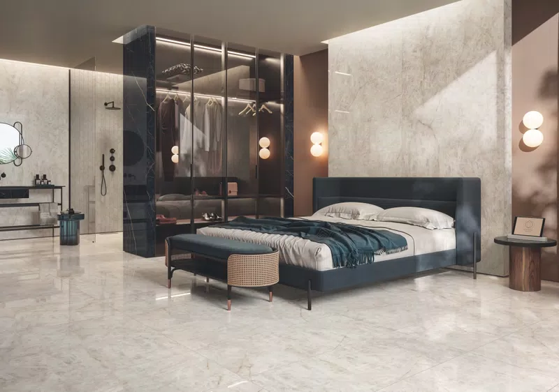 SUPREME TREASURE CRISTALLO AMBER LUX 120x280+60X120+MOS.TWIST+SUPREME EVO NOIR LAURENT LUX 120x280