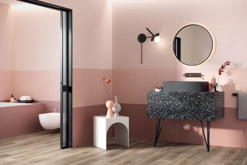 09_WIDE&STYLE MINI POWDER 60X120 + PHARD 60X120 + PAPRIKA 60X120 + ECO CHIC AVANA 20X120 + CHROME BLACK SOFT