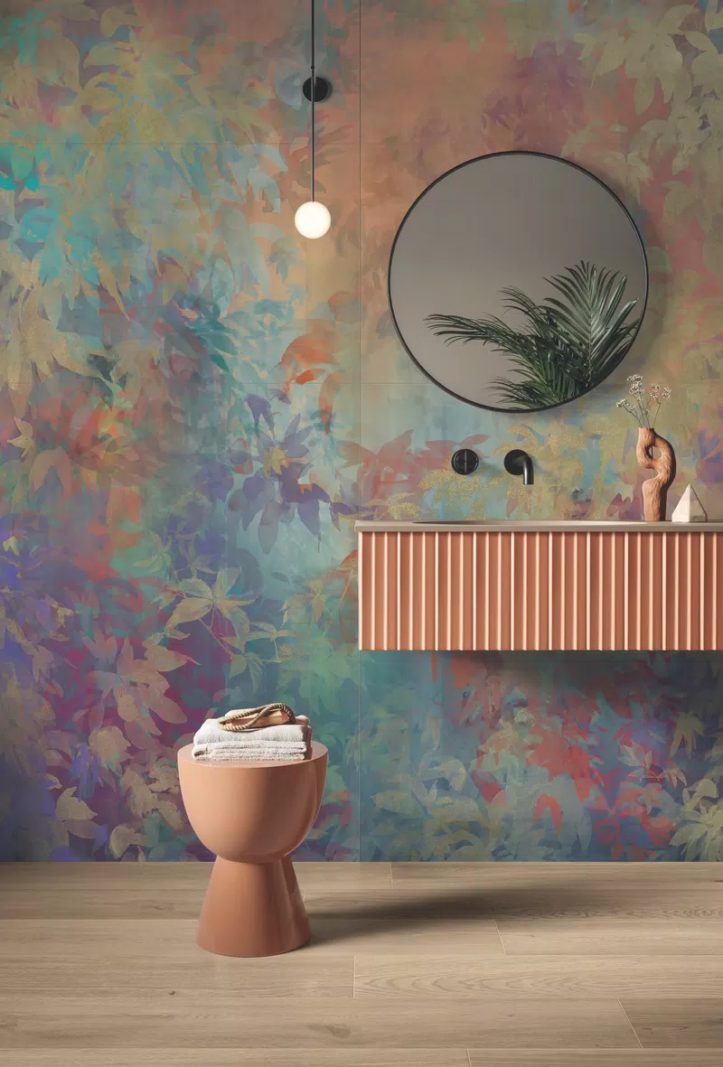 Decorative-effect tiles in multicolour, white tones, from the Wide&Style On Demand collection by ABK.