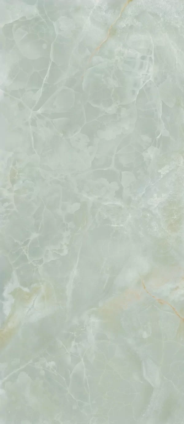 Piastrella Eterea Jade di Gardenia&Ariana in verde, finitura Lux, 120x280, spessore 6 mm.
