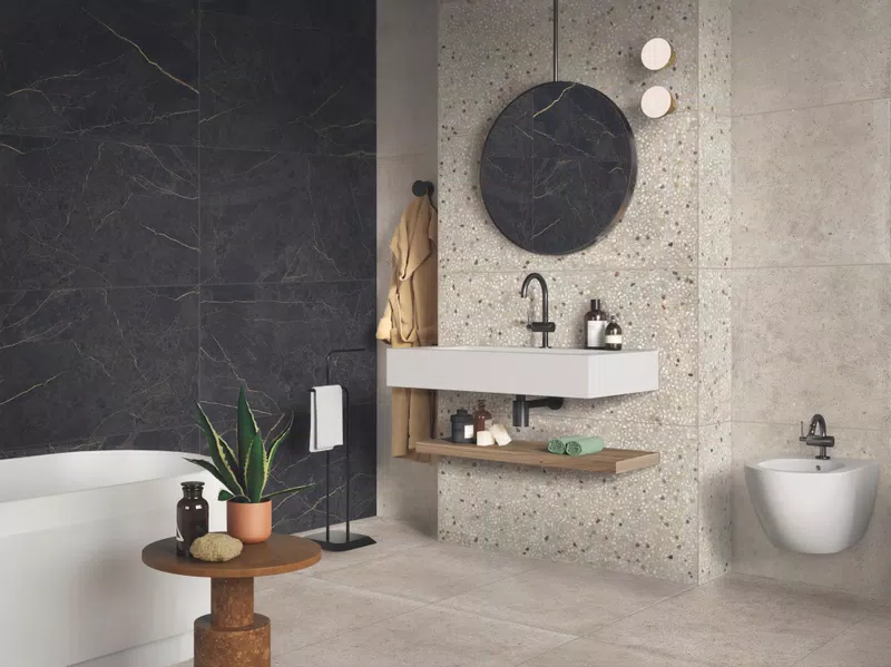 A_02 ANIMA BEIGE 60X120 + GHIAIA BEIGE 60X120 + EPOQUE 2.0 BLACK NAT 60X120