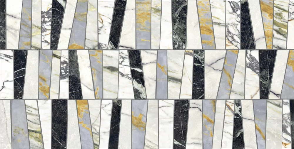 Epoque 2.0 Tesserae tile by Gardenia&Ariana in multicolour, Antique 3D finish, 60x120, 8.5 mm thickness.