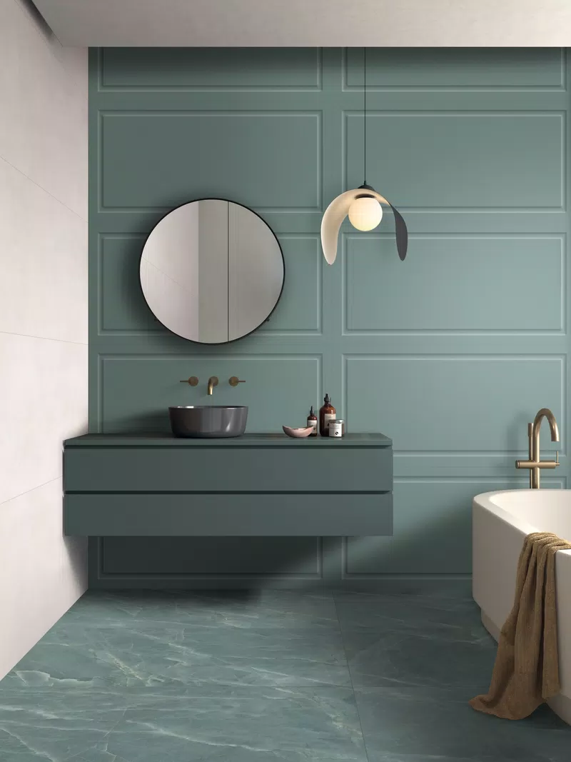 02 BOISERIE GREEN 60X120+ALTEREGO MILK 60X120+SENSI NUANCE SEA GREEN NAT. 60X120