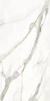 Marble-effect White tile from the La Marmoteca collection by Gardenia&Ariana, size 60x120, Lux finish, Rettificato edges.