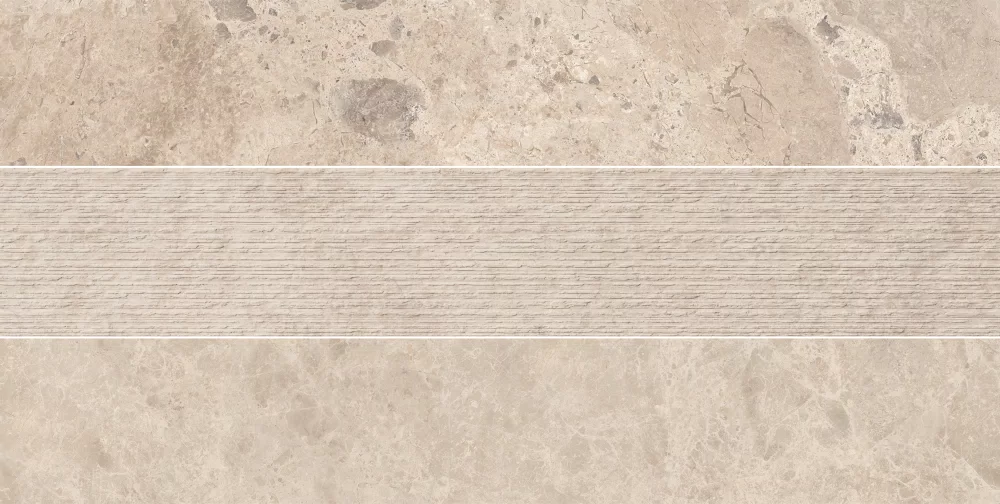Stein-Optik Beige Fliese aus der Kollektion Era von ABK, Format 20x120, Oberfläche Natürlich, Kante Rettificato.