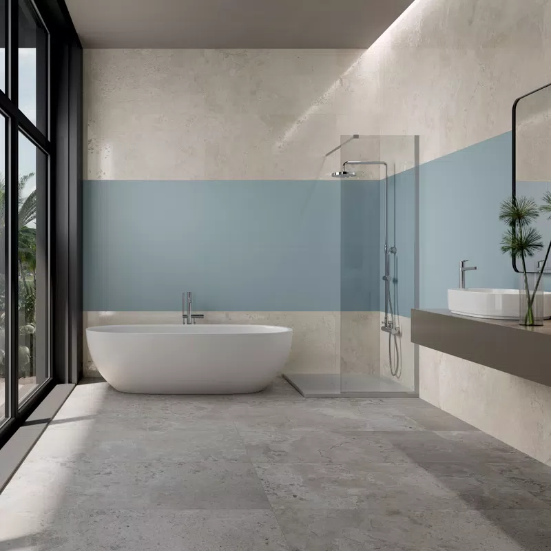 C_02 PIETRA VIVA AUDE GREY NAT 60X120 + AUDE IVORY ANT3D 60X120 + GIOIA CIELO 60X120