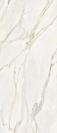 Marble-effect White tile from the La Marmoteca collection by Gardenia&Ariana, size 120x280, Lux finish, Rettificato edges.