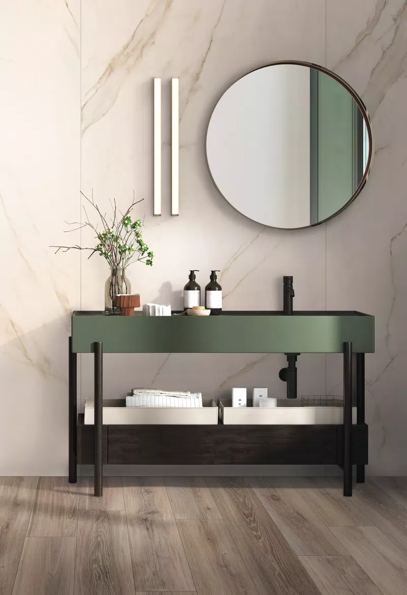 SENSI UP CALACATTA GOLD LUX 120X280 + ECO CHIC AVANA 20X120