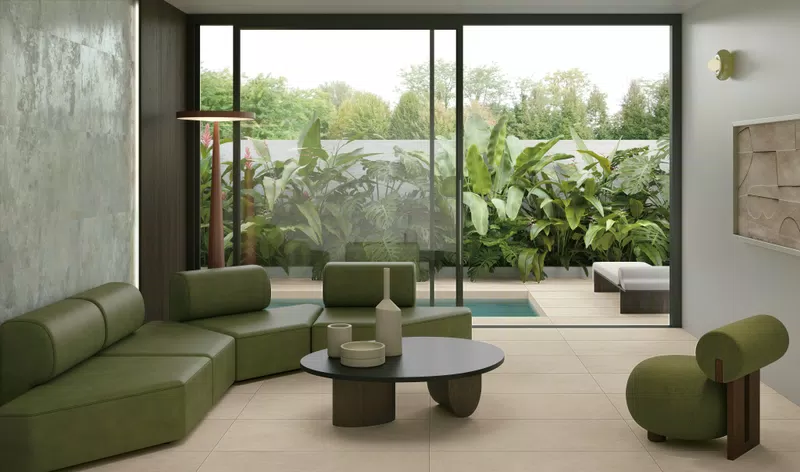 N_03 PLEIN AIR CAMOUFLAGE ECRU BETON 60X120 R11 20 MM + CAMOUFLAGE ECRU BETON PTECH 60X120 + GREEN VERNIS NAT 60X120