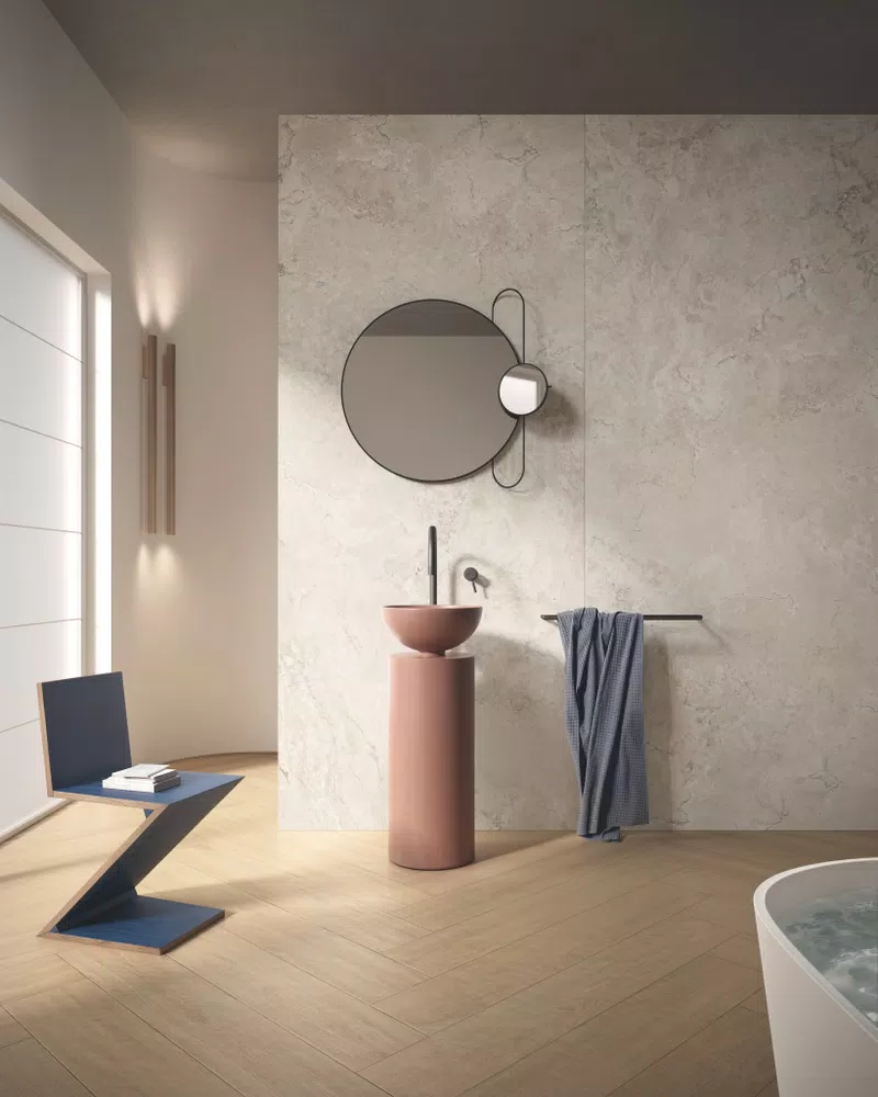 F_03 PIETRA VIVA LIMOGES WHITE NAT 120X280 + TABULAE REFINED MIELE NAT 20X120