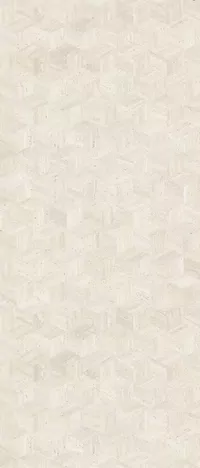 Piastrella Sensi Roma Cube Ivory di ABK in bianco, finitura Nat 3D, 120x280, spessore 6 mm.