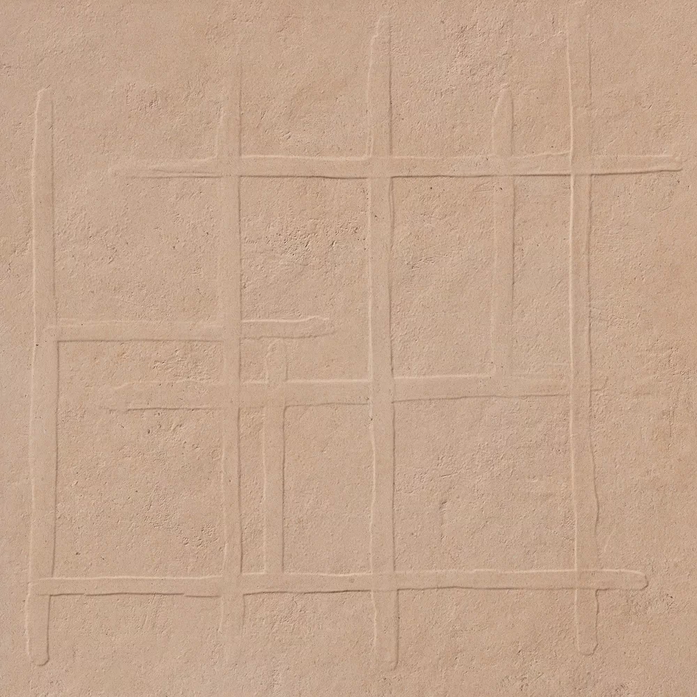 Piastrella effetto cotto Beige della collezione Shape di ABK, formato 60x60, finitura Naturale, bordo Rettificato.