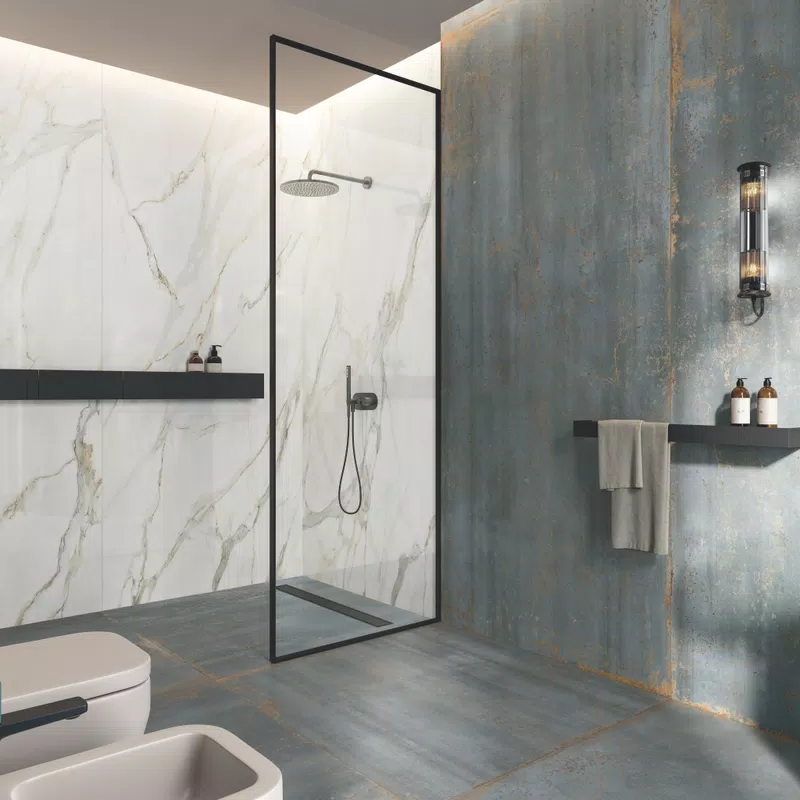 D_01 LA MARMOTECA CALACATTA ELEGANCE LUX 120X280 + OXIDE GREEN NAT 120X280 120X120
