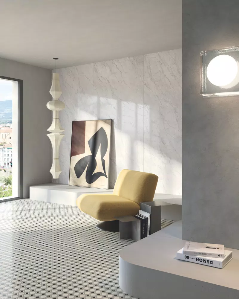 D_02_BON TON CARRARA LUX 3D 120X280 + OCTAGON ANTIQUE 3D 60X120 + I PIGMENTI CONCRETE NAT 120X280