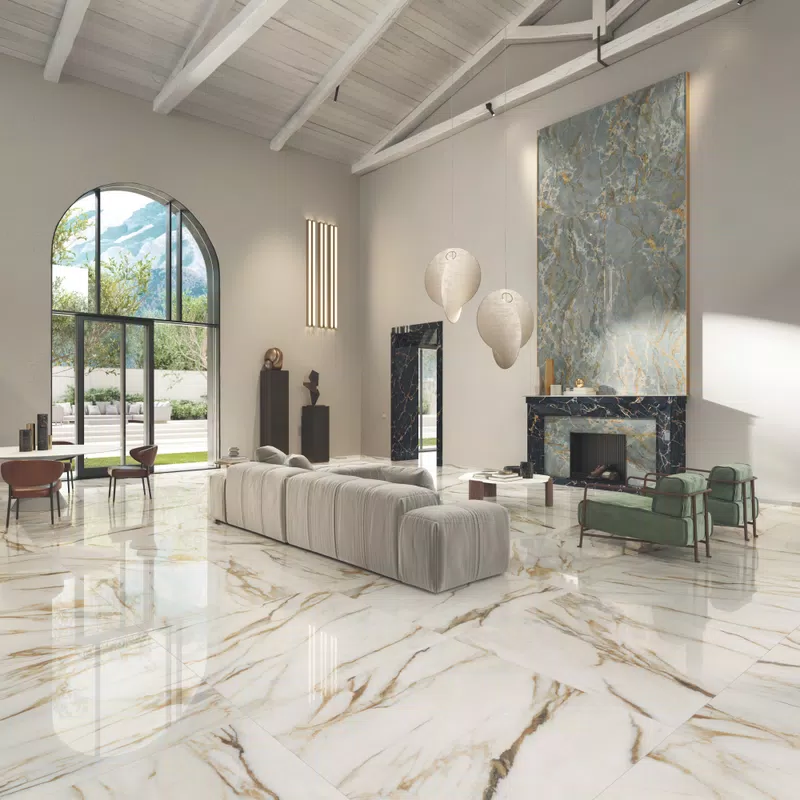 SENSI SIGNORIA calacatta vena oro lux 120x120+roma imperiale lux 120x280_abkstone port gold lux