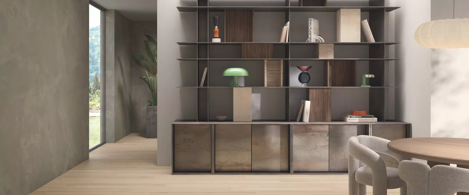Tons beige, multicolore pour les carreaux effet bois de la collection Tabulae par Gardenia&Ariana.