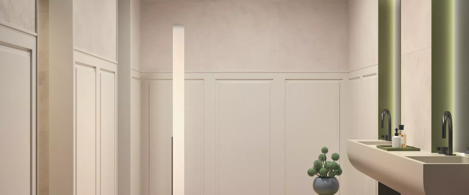 Toni bianco, nero, beige per le piastrelle effetto tinta unita della collezione Boiserie di Gardenia&Ariana.
