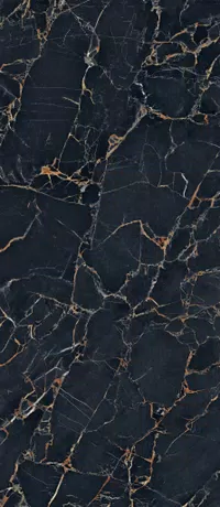 Marmor-Optik Schwarz Fliese aus der Kollektion Sensi Signoria von ABK, Format 120x280, Oberfläche Lux, Kante Rettificato.