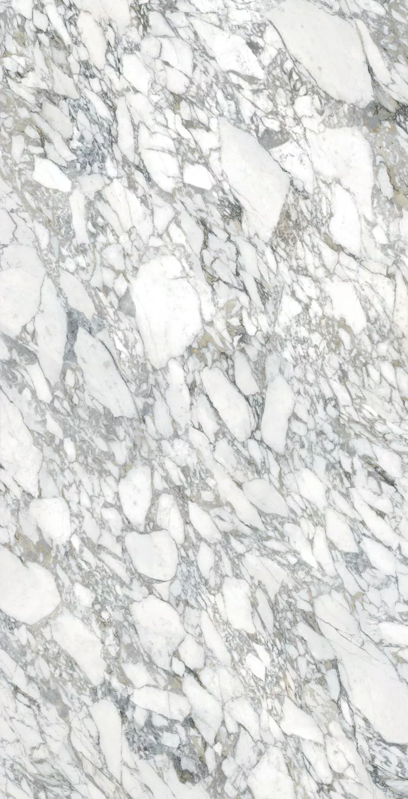 Marble Bianco Vagli slab by Materia in white, Lux finish, 163,5x323, 20 mm thickness.