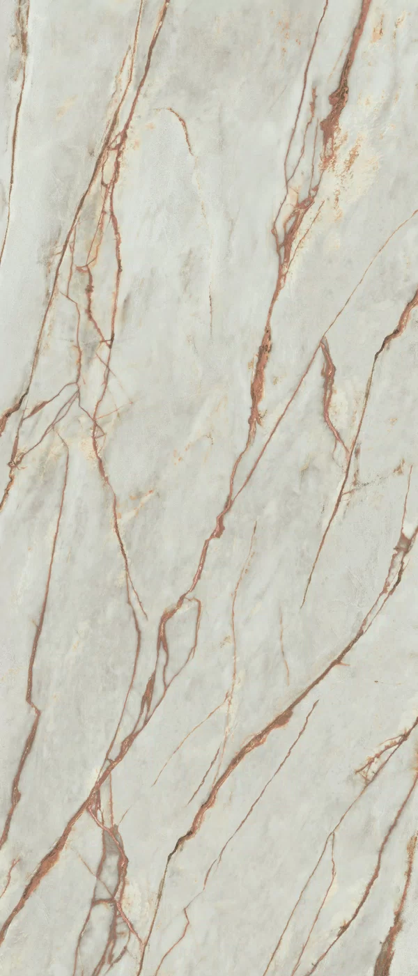 Piastrella La Marmoteca Grey Wonder di Gardenia&Ariana in grigio, finitura Soft 3D, 120x280, spessore 6 mm.
