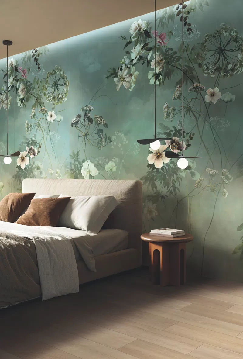 WIDE&STYLE COUNTRY FLOWERS GREEN A+B 120X280+POETRY WOOD GOLD 20X120