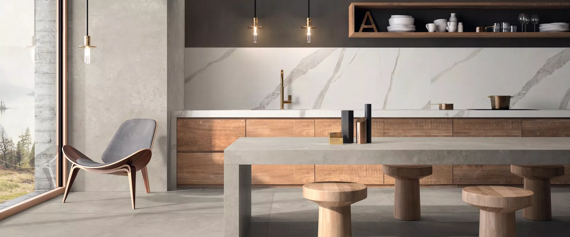 Toni grigio, bianco, beige per le piastrelle effetto cemento della collezione Hyper di Flaviker.