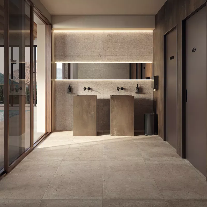 INTERNO 9 RUST 120X280+POETRY STONE PIRENEI ECRU 60X120+CARVING ECRU 60X120