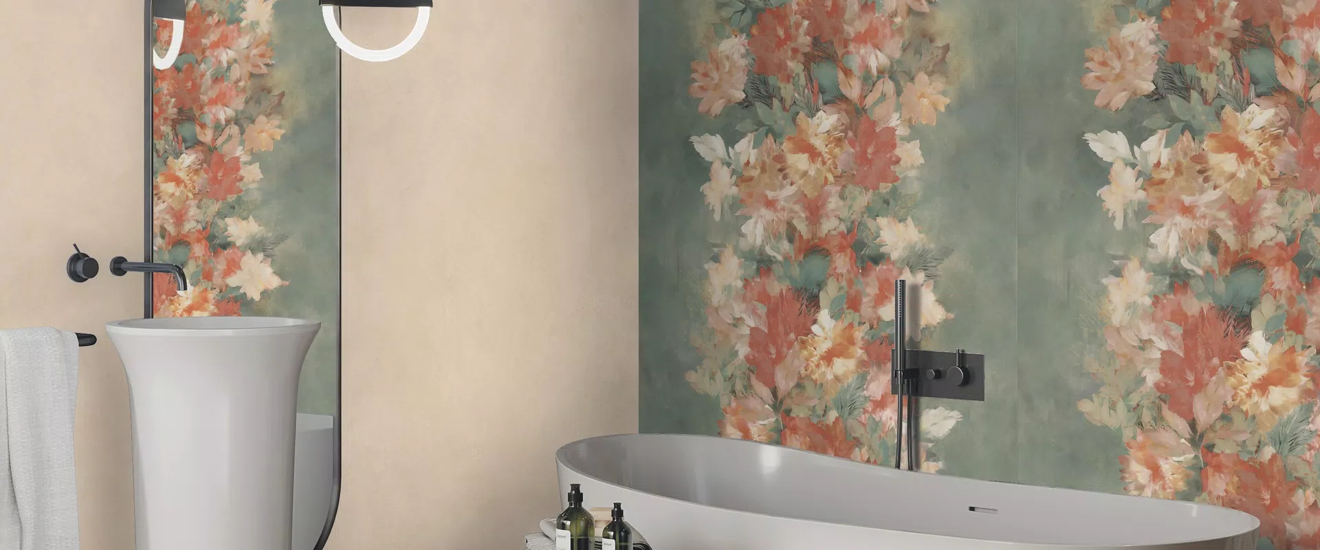 Wide&Style Ready To Order collection by ABK: decorative-effect tiles in multicolour tones.