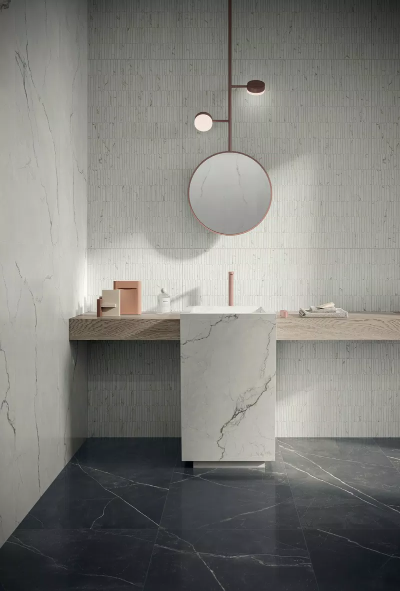 D_02 SUPREME MEMORIES QUARZITE LUNA ANT.3D R. 60X120+MEDLEY N.R. 60X120+DARK STONE ANT.3D R.60X120+QUARZITE LUNA SOFT 120X280 (WASHBASIN)