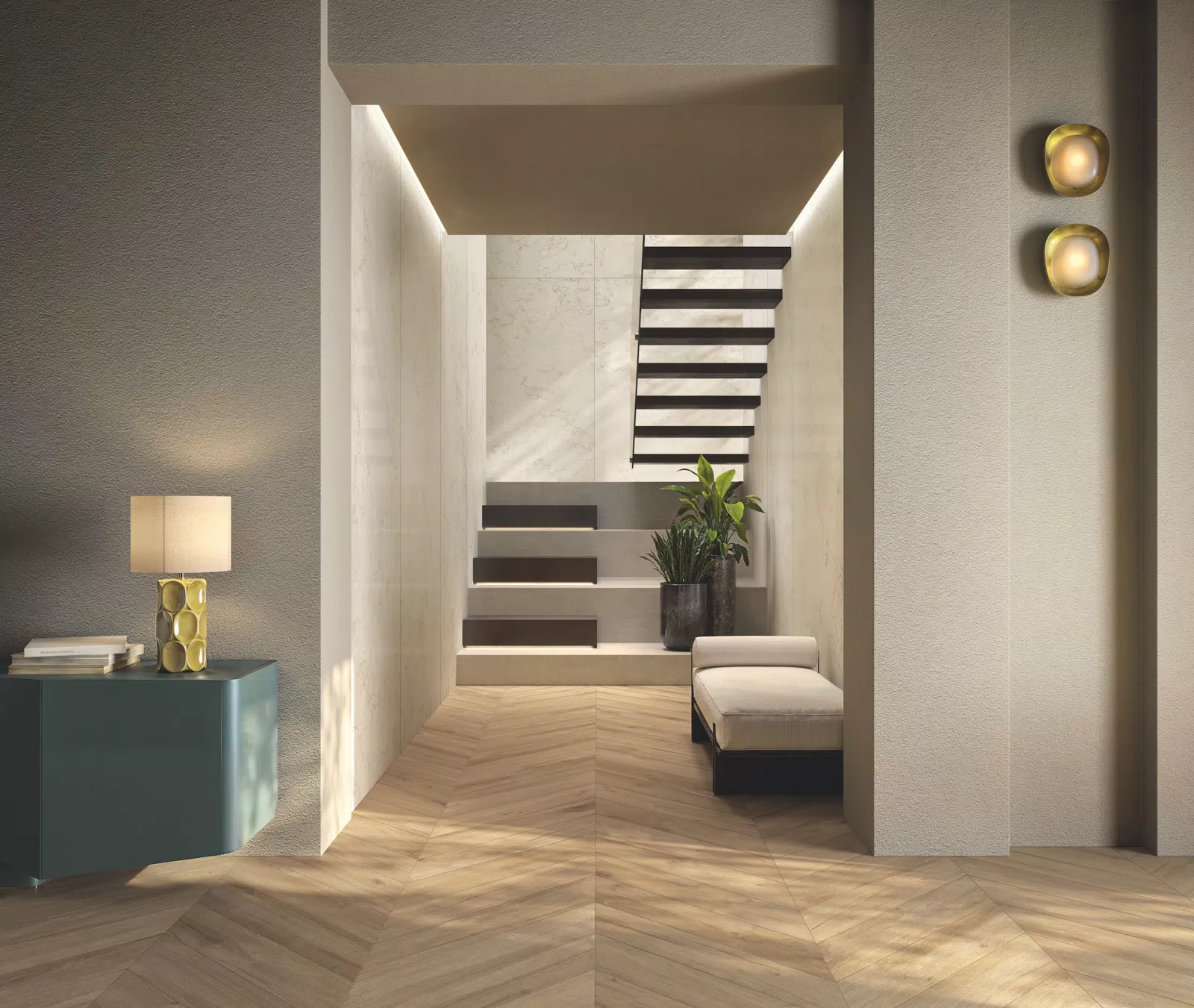 Toni beige, multicolore per le piastrelle effetto legno della collezione Tabulae di Gardenia&Ariana.
