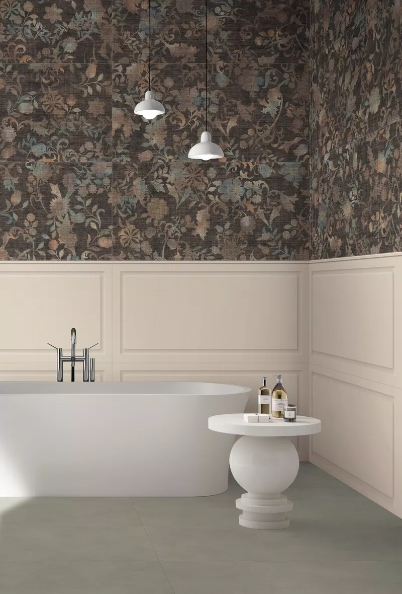 02 BOISERIE BEIGE 60X120+TERMINALE BEIGE 2X60+PALETTE MUD 60X120