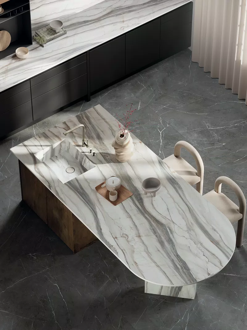 B_01A SENSI 900 STONE GREY ANT.3D R.120X120 + OYSTER WHITE SOFT R.120X280+ABKSTONE OYSTER WHITE SOFT 12MM+INTERNO 9 RUST N.R.120X280