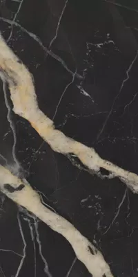 Marble-effect Black tile from the La Marmoteca collection by Gardenia&Ariana, size 60x120, Lux finish, Rettificato edges.