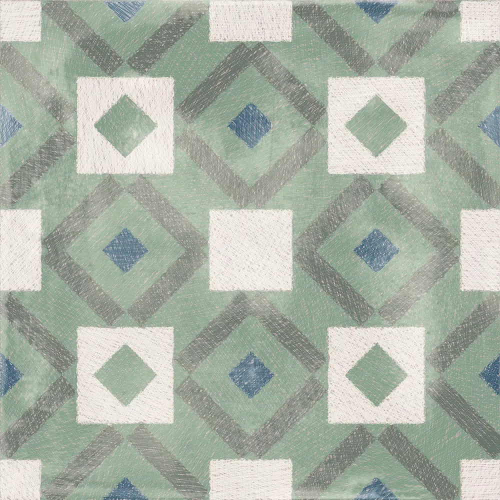 Piastrella effetto decor Multicolore della collezione Play di ABK, formato 20x20, finitura Naturale, bordo Naturale.