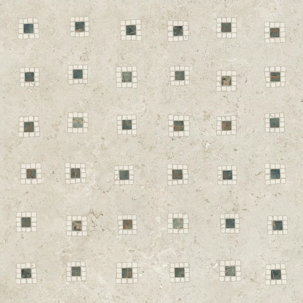 Beige Orosei tile, stone effect, 120x120, Antique 3D finish.