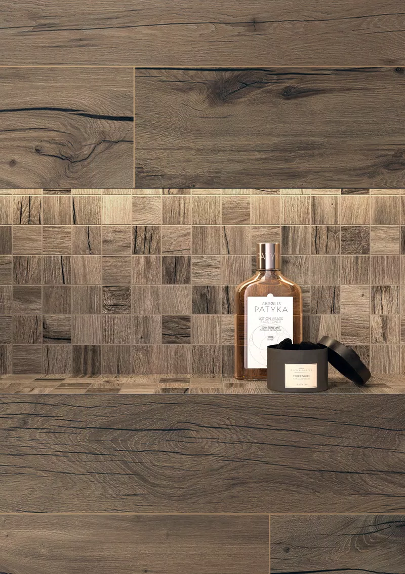 NORDIK WOOD BROWN 20X120+MOSAICO