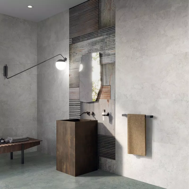 ART WALLS METAL 60X120 + DOUBLE PLAIN GREY 60X120 + DOUBLE PLAIN MINT 60X120